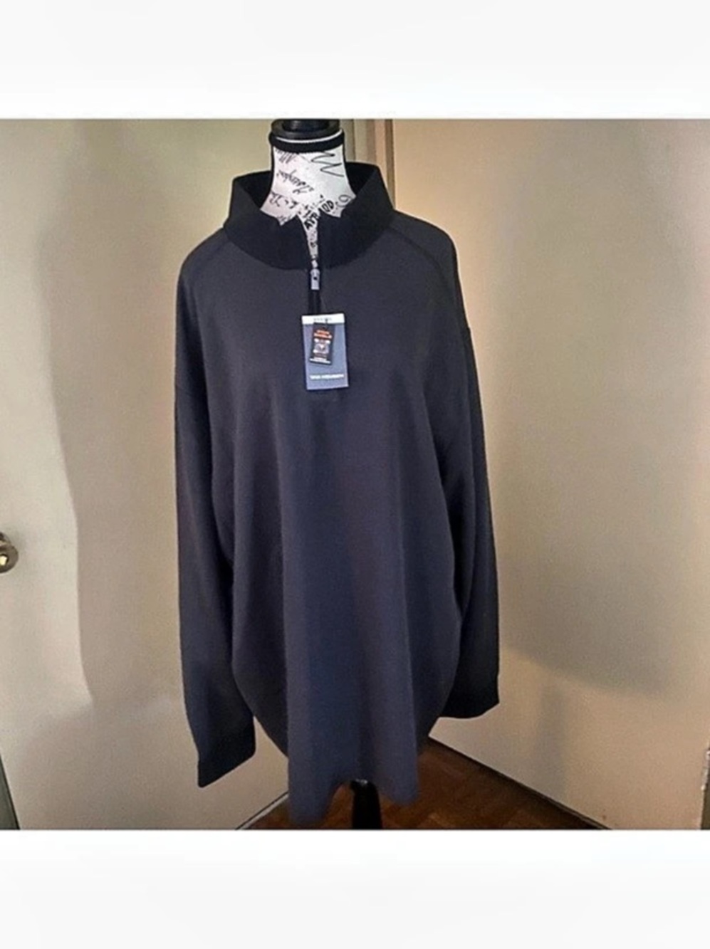 Van Heusen Flex 4-Way Stretch Quarter-Zip Black 2XL NWT